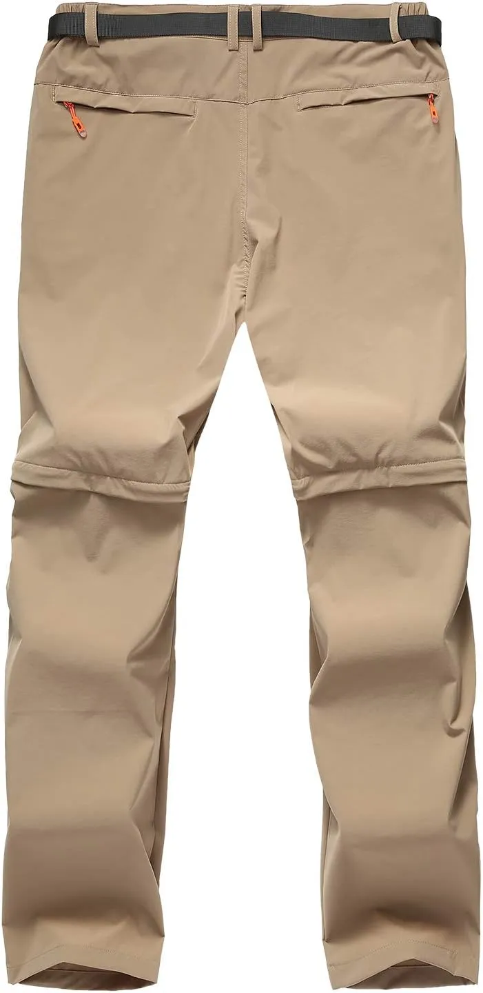 Men's Hiking Pants Outdoor Convertible Quick Dry Fishing Pants & Shorts (Khaki, Black)