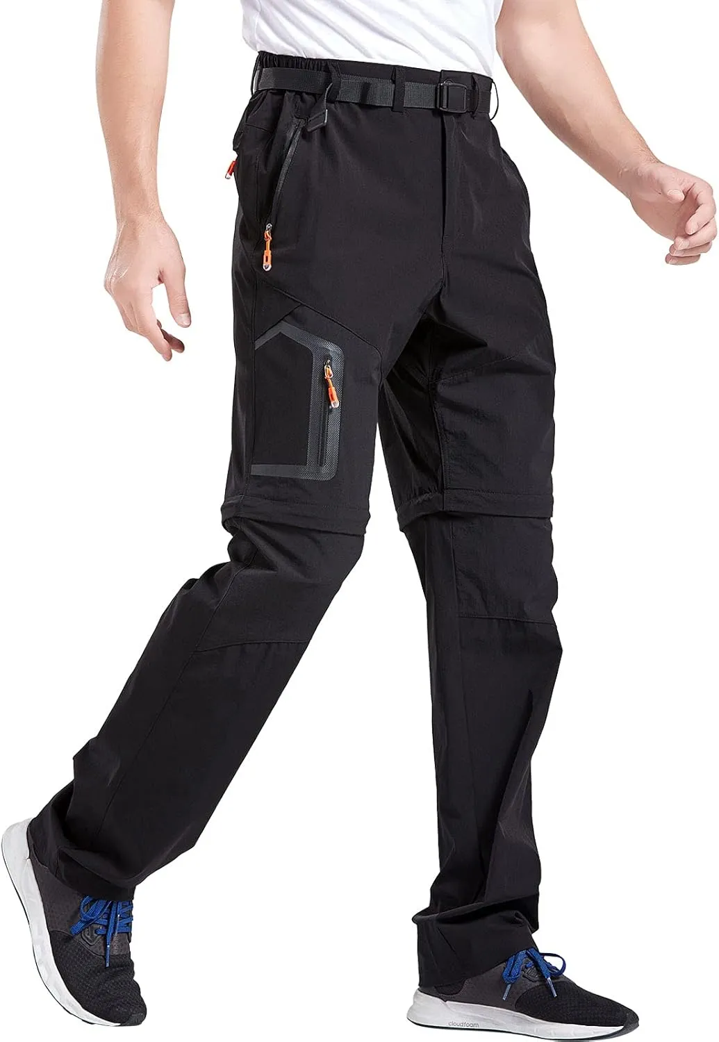 Men's Hiking Pants Outdoor Convertible Quick Dry Fishing Pants & Shorts (Khaki, Black)