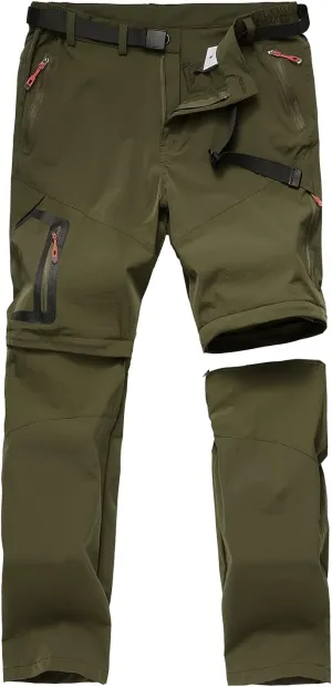 Men's Hiking Pants Outdoor Convertible Quick Dry Fishing Pants & Shorts (Khaki, Black)