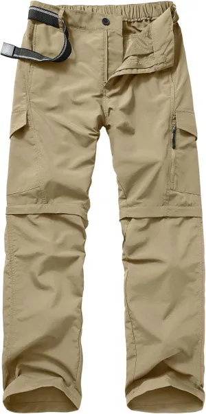 Mens Hiking Pants Quick Dry Lightweight Fishing Convertible Zip Off Safari Trousers