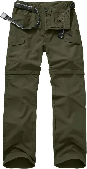 Mens Hiking Pants Quick Dry Lightweight Fishing Convertible Zip Off Safari Trousers