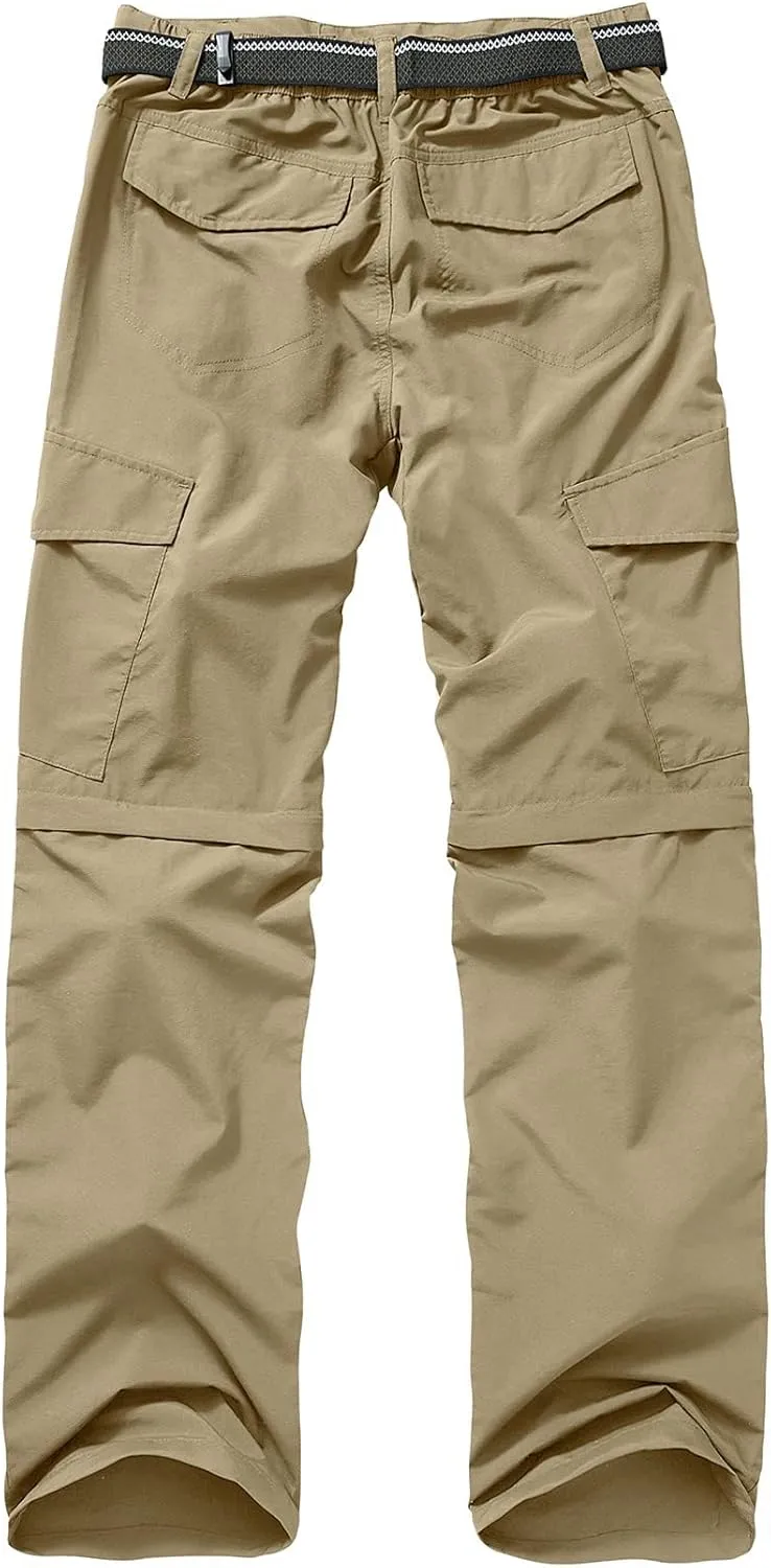 Mens Hiking Pants Quick Dry Lightweight Fishing Convertible Zip Off Safari Trousers