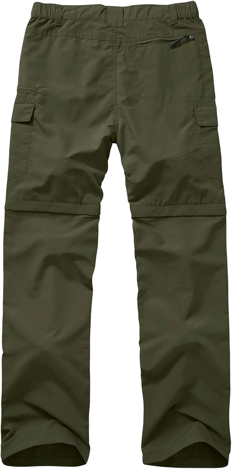 Mens Hiking Pants Quick Dry Lightweight Fishing Convertible Zip Off Safari Trousers