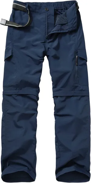 Mens Hiking Pants Quick Dry Lightweight Fishing Convertible Zip Off Safari Trousers