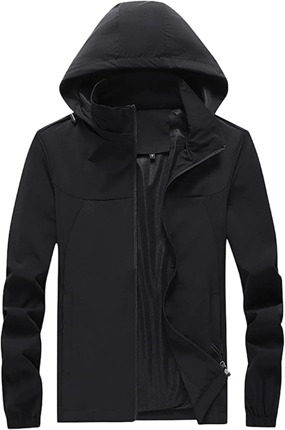 Men's Hooded Softshell Jackets Full Zip Lightweight Outdoor Waterproof Jackets Fall Winter Hiking Coat with Pockets