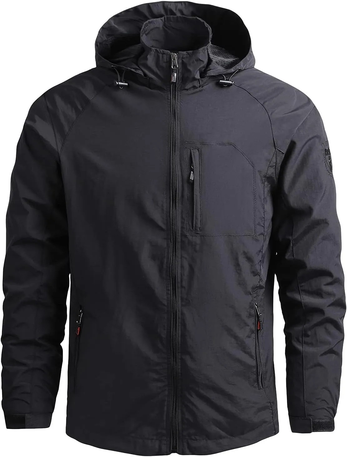 Men's Hooded Softshell Jackets Full Zip Lightweight Outdoor Waterproof Jackets Fall Winter Hiking Coat with Pockets