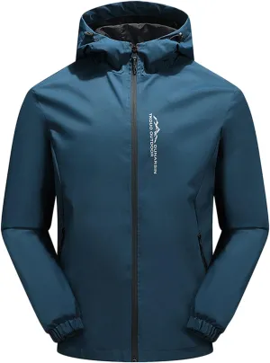Men's Hooded Softshell Jackets Full Zip Lightweight Outdoor Waterproof Jackets Fall Winter Hiking Coat with Pockets
