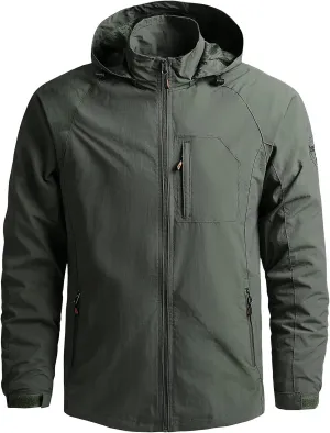 Men's Hooded Softshell Jackets Full Zip Lightweight Outdoor Waterproof Jackets Fall Winter Hiking Coat with Pockets