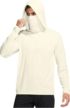 Men's Hooded Sun Protection T Shirts Long Sleeve UV Rash Guard Fishing Shirts Lightweight Quick Dry Athletic Hoodies
