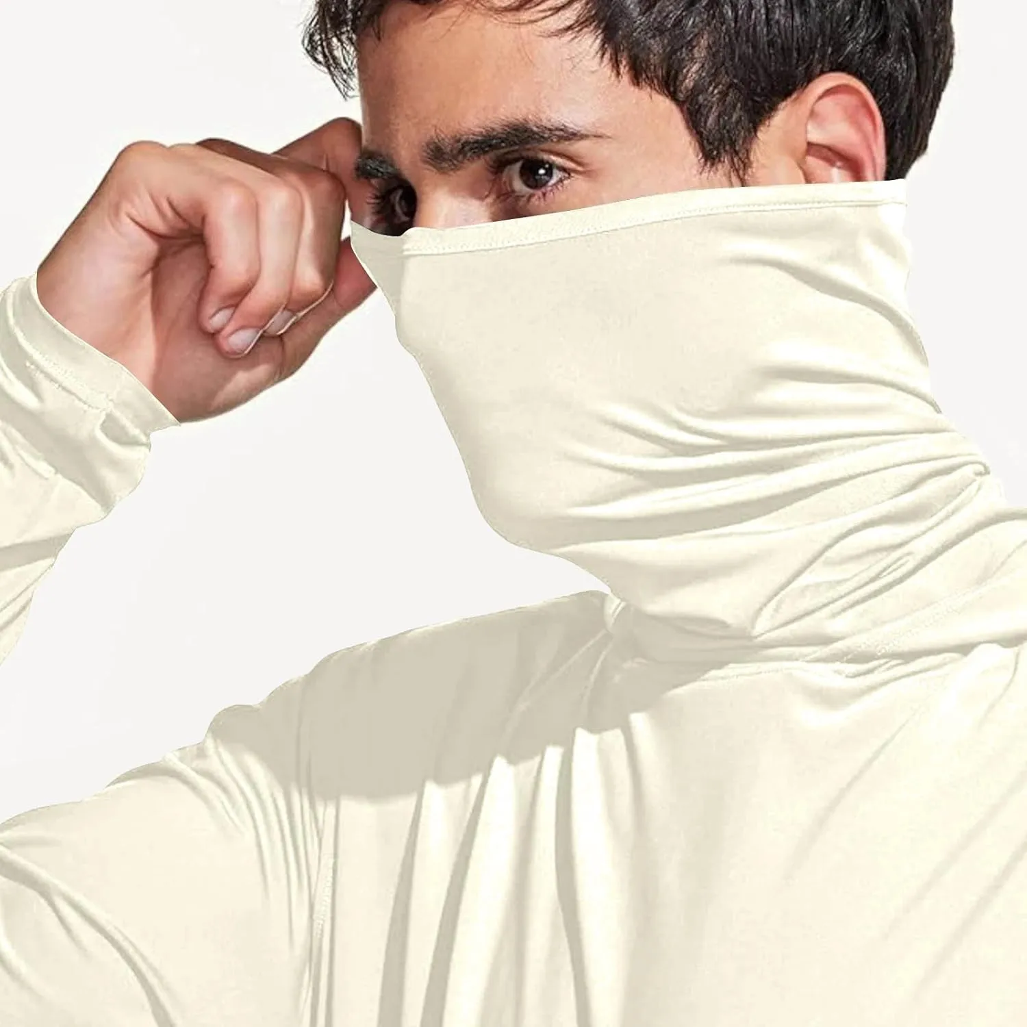 Men's Hooded Sun Protection T Shirts Long Sleeve UV Rash Guard Fishing Shirts Lightweight Quick Dry Athletic Hoodies