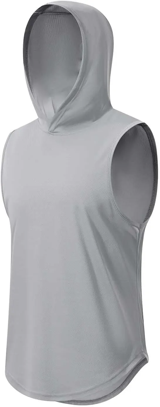 Mens Hooded Tank Tops Summer Running Vests Quick Dry Tanks Sleeveless Hoodie Workout Vest Breathable Fitness Activewear