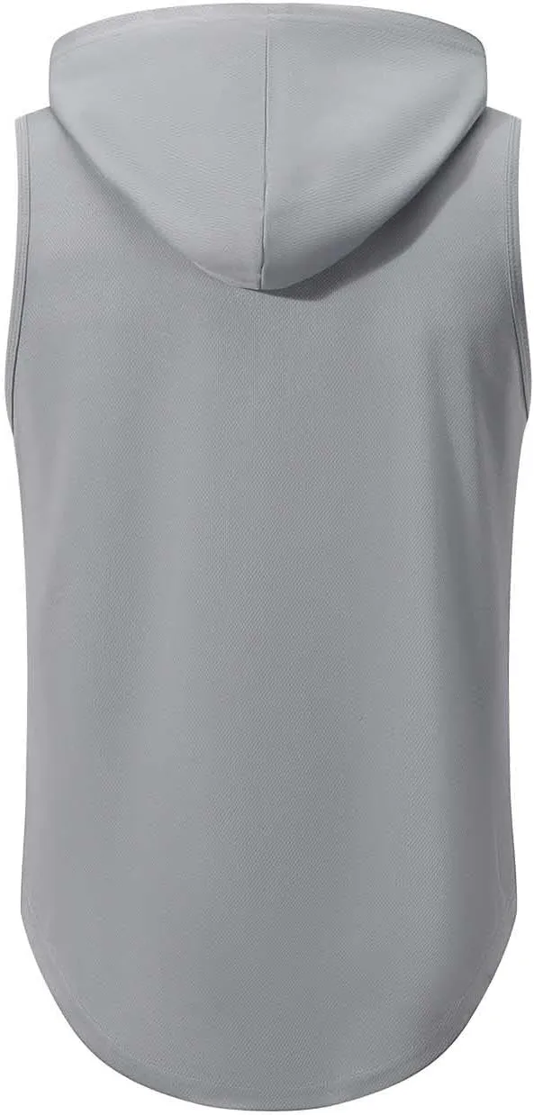 Mens Hooded Tank Tops Summer Running Vests Quick Dry Tanks Sleeveless Hoodie Workout Vest Breathable Fitness Activewear