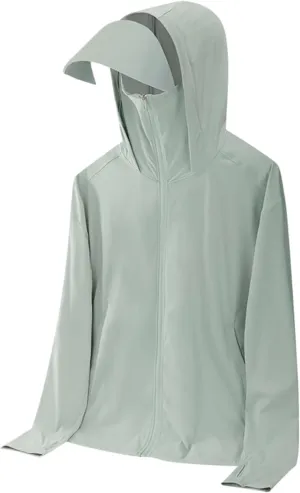 Men's Hooded UPF 50  Sun Protection Stretch Quick Dry Shirt Long Sleeve Lightweight Zipper Comfort Tops with Hood