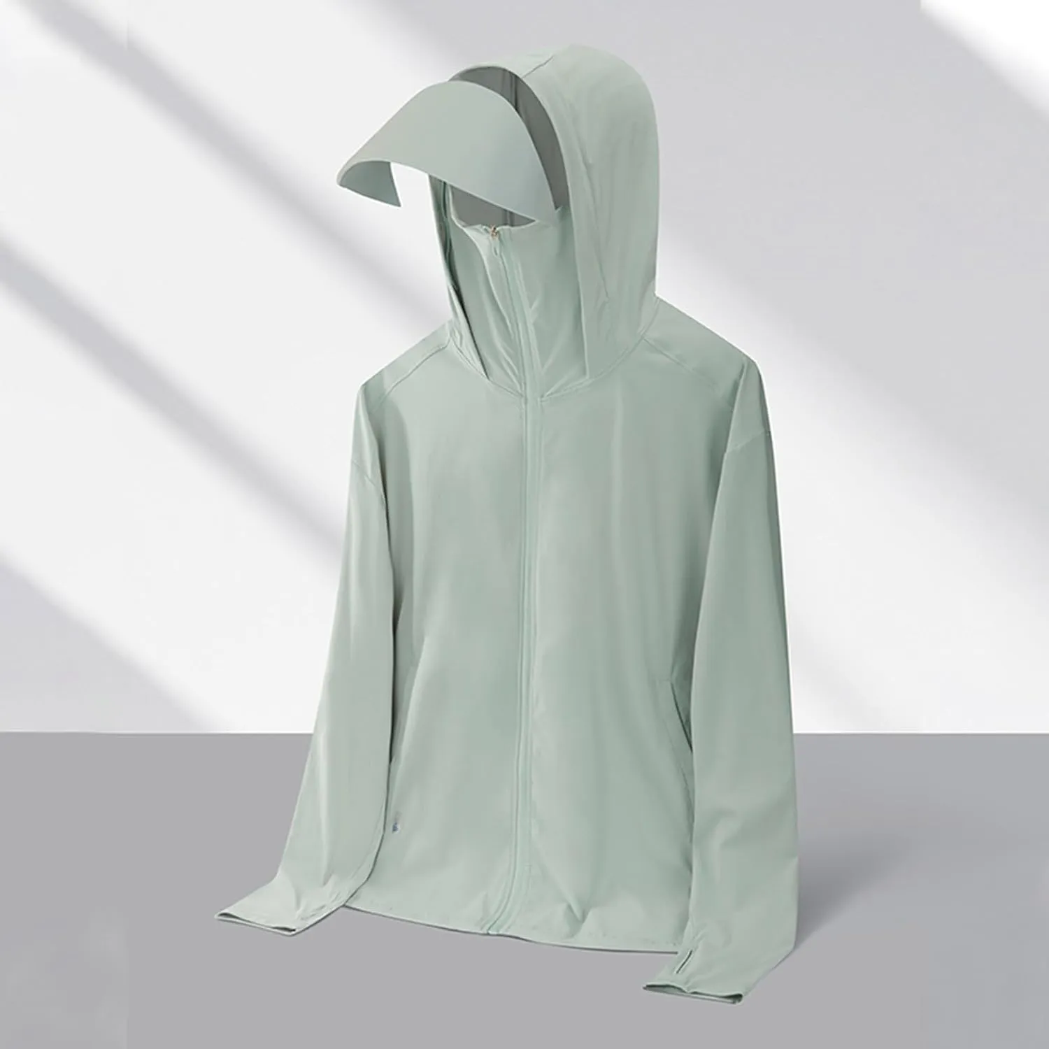 Men's Hooded UPF 50  Sun Protection Stretch Quick Dry Shirt Long Sleeve Lightweight Zipper Comfort Tops with Hood