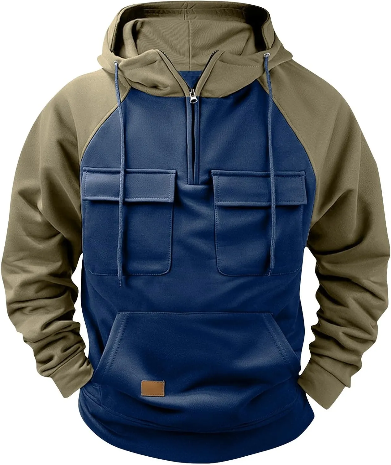 Mens Hoodie,Fall Winter Quarter Zip Pullover Hoodie Tactical Sweatshirt Cargo Pullover Workout Hoodies with Pockets