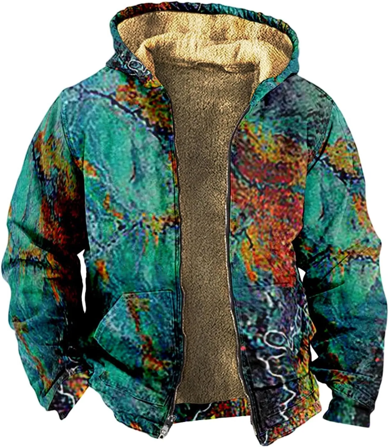 Men's Jacket Oversized Full Zip Hooded Trendy Workout Heavylight Coats