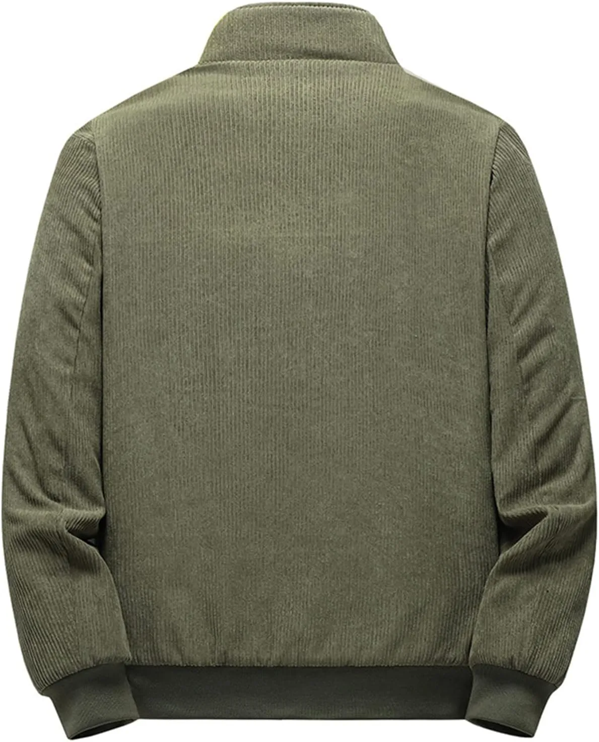 Mens Jacket Winter Corduroy Thickened Zip Up Heavyweight Jackets Warm Sherpa Lined Fleece Loose Coat, XL-5XL