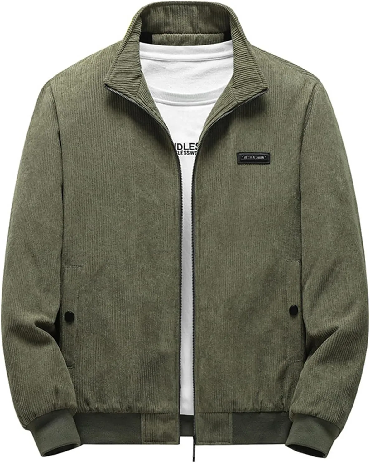 Mens Jacket Winter Corduroy Thickened Zip Up Heavyweight Jackets Warm Sherpa Lined Fleece Loose Coat, XL-5XL