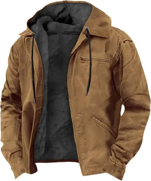 Men's Jackets Casual Cargo Winter Warm Fleece Sherpa Heavyweight Trucker Big And Tall Tactical Hoodies Coat