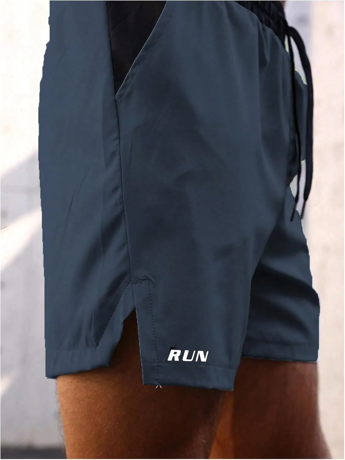 Men's Letter Print Athletic Running Shorts Drawstring Waist Quick Dry Gym Shorts