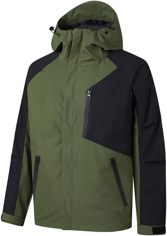 Mens Lightweight Bomber Jacket Waterproof Raincoat for Cycling Running, Zip Up Windproof Outdoor Coat with Pocket