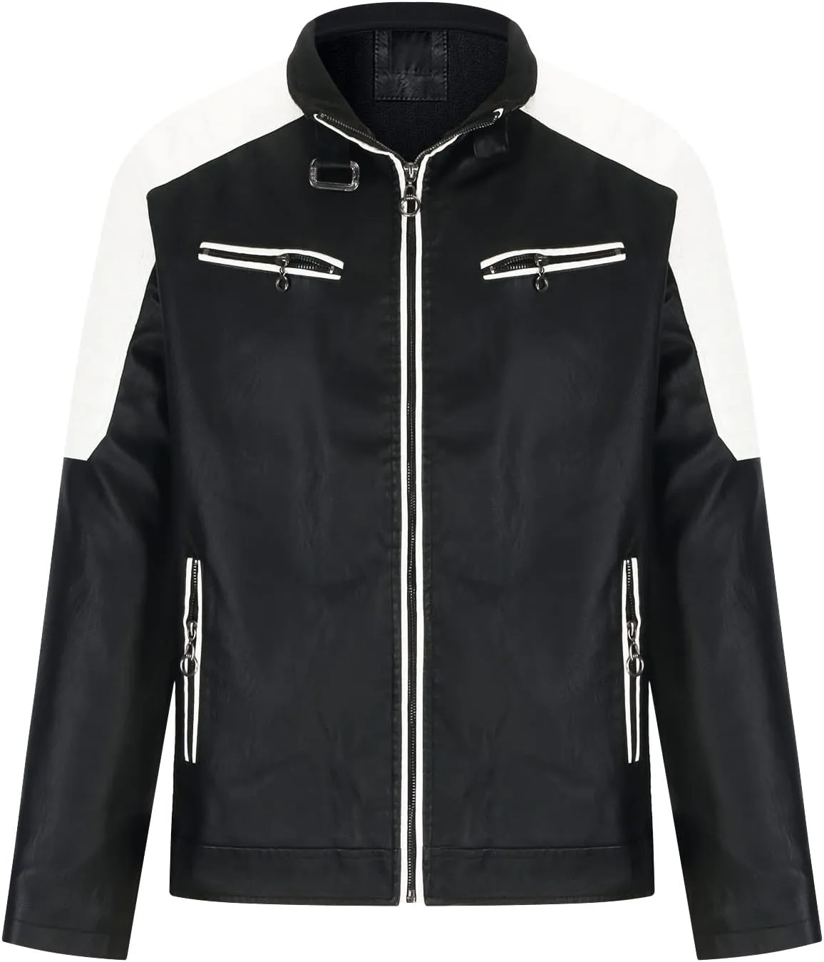 Men's Lightweight Bomber Jacket Zip Up Motorcycle Sherpa Outwear Coat Casual Stand Collar Fleece Lined Leather Jackets