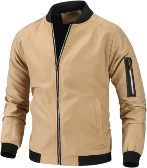 Mens Lightweight Bomber Jackets Casual Softshell Coat with Zipper for Sportwear and Windbreaker Needs