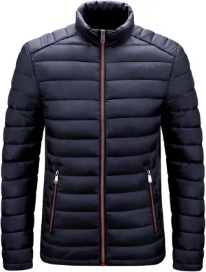 Men's Lightweight Puffer Jacket Men's Plush Autumn&Winter Color Long Solid Jacket Hooded Windproof Insulated Jacket