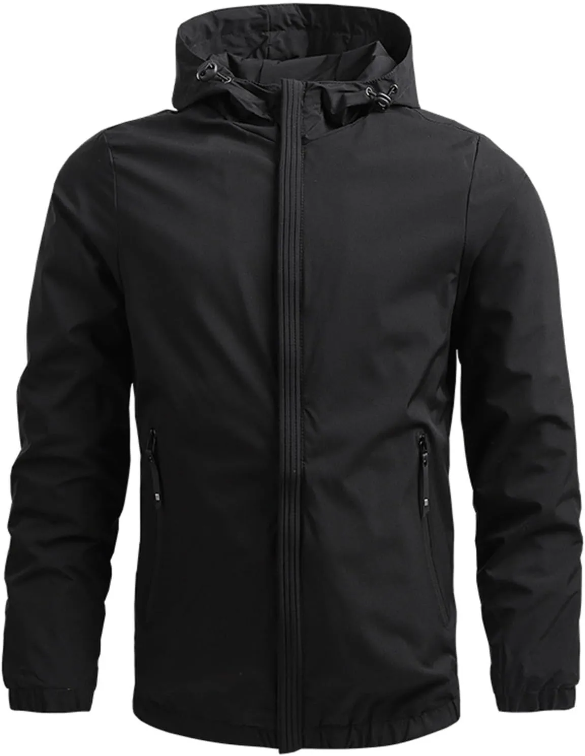Mens Lightweight Softshell Jacket Windproof Water Resistant Hooded Hiking Travel Outwear Full Zip Windbreaker Jackets