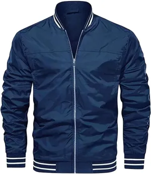 Men’s Lightweight Standard Bomber Jackets Slim Fit Softshell Flight Windbreakers Jacket Coat for Business Solid Color
