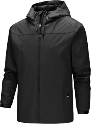 Men's Lightweight Waterproof Jackets Hooded Jackets Outdoor Hiking Windbreake Raincoat Zip Coat for Travel