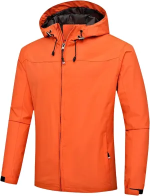 Men's Lightweight Waterproof Jackets Hooded Jackets Outdoor Hiking Windbreake Raincoat Zip Coat for Travel