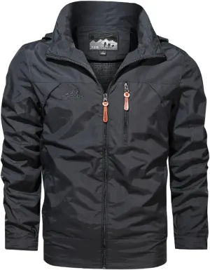 Mens Lightweight Waterproof Windproof Jackets Hooded Zipper Windbreakers for Hiking Running Soft Rain Coats