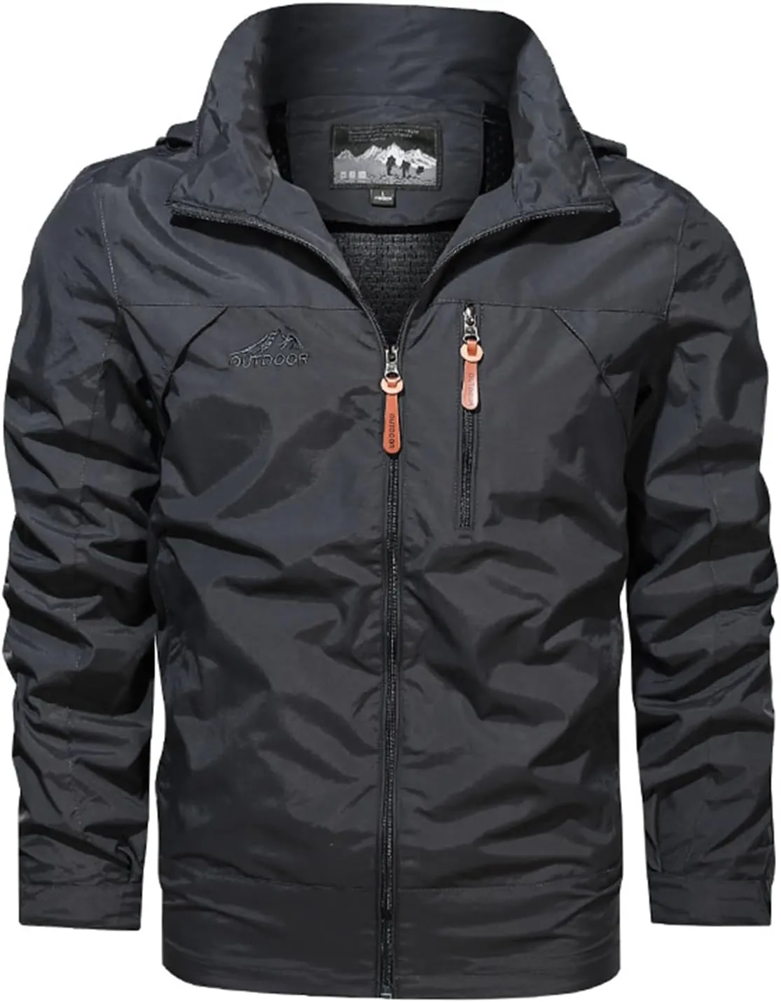 Mens Lightweight Waterproof Windproof Jackets Hooded Zipper Windbreakers for Hiking Running Soft Rain Coats