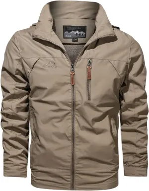 Mens Lightweight Waterproof Windproof Jackets Hooded Zipper Windbreakers for Hiking Running Soft Rain Coats