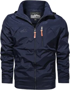 Mens Lightweight Waterproof Windproof Jackets Hooded Zipper Windbreakers for Hiking Running Soft Rain Coats