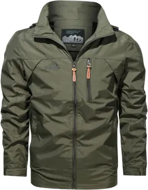 Mens Lightweight Waterproof Windproof Jackets Hooded Zipper Windbreakers for Hiking Running Soft Rain Coats
