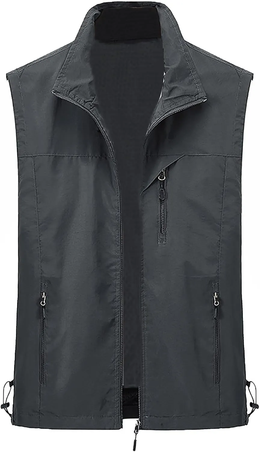 Men's Lightweight Windproof Vest Casual Full Zip Sleeveless Jacket Hiking Travel Running Sports Golf Outerwear