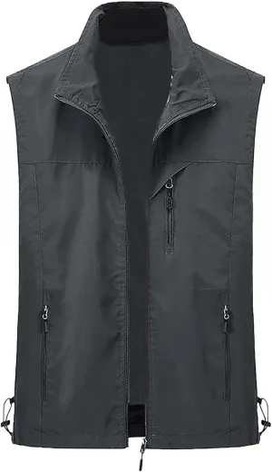 Men's Lightweight Windproof Vest Casual Full Zip Sleeveless Jacket Hiking Travel Running Sports Golf Outerwear