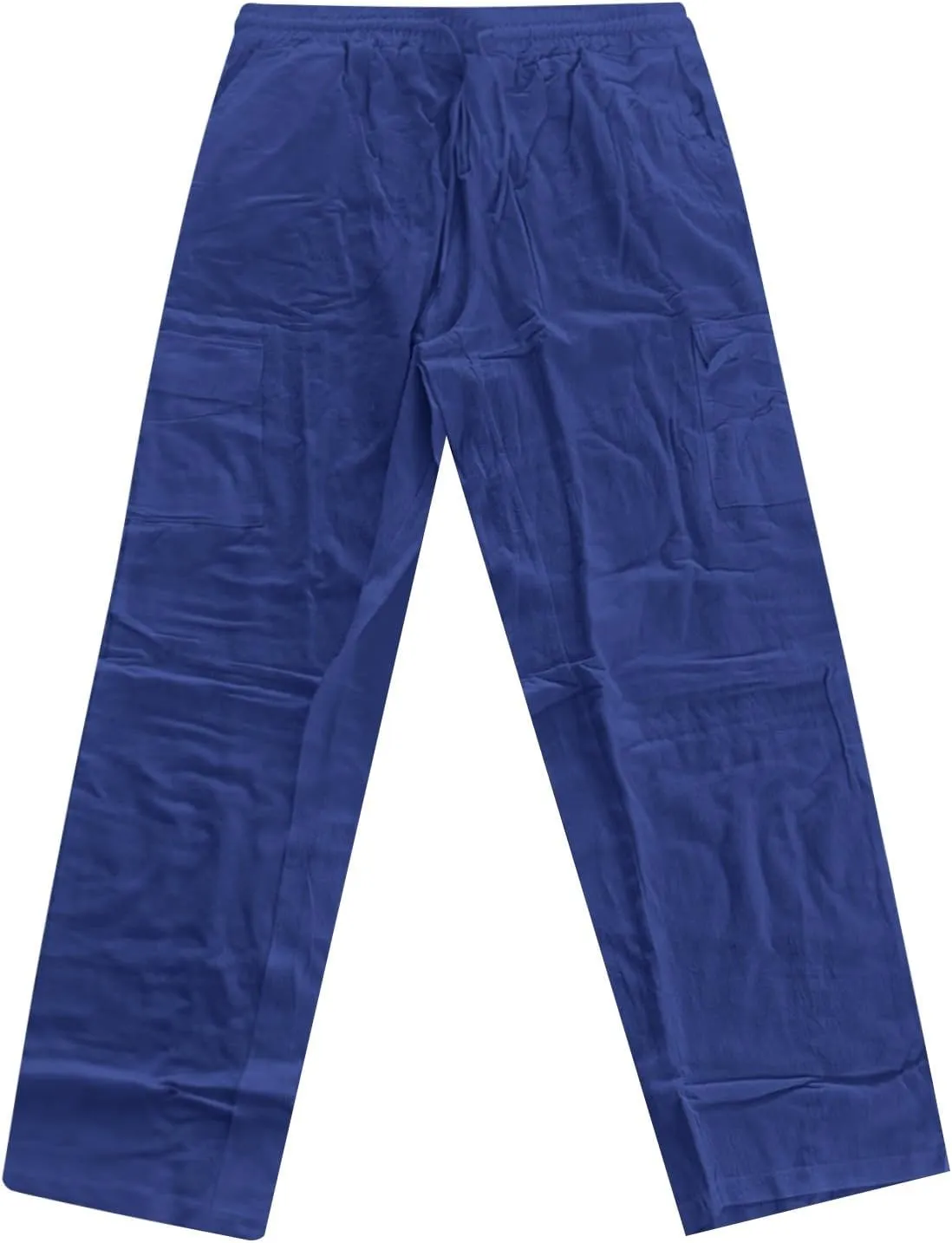 Men's Linen Pants Tall Elastic Waist Drawstring Pants Beach Palazzo Summer Pants Lightweight Trousers with Pockets