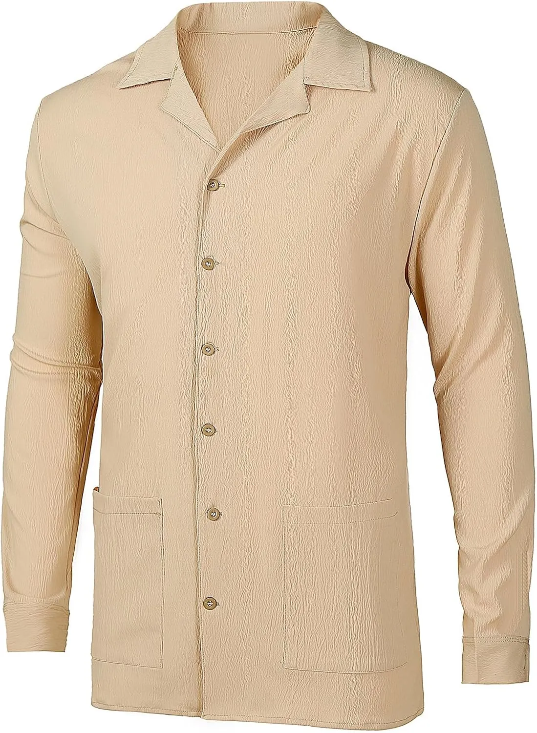 Mens Linen Shirts Big and Tall Oversized Button Down Shirt Long Sleeve Beach Top Baggy Fit Breathable Beach Cardigan