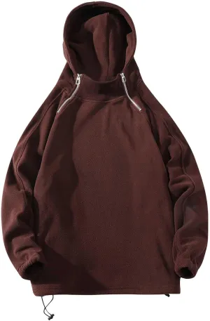 Mens Long Sleeve Shirt Straight Tube Loose Hooded Polar Wool Pullover Sweater Hip Hop Zipper Couple Fuzzy Hoodies