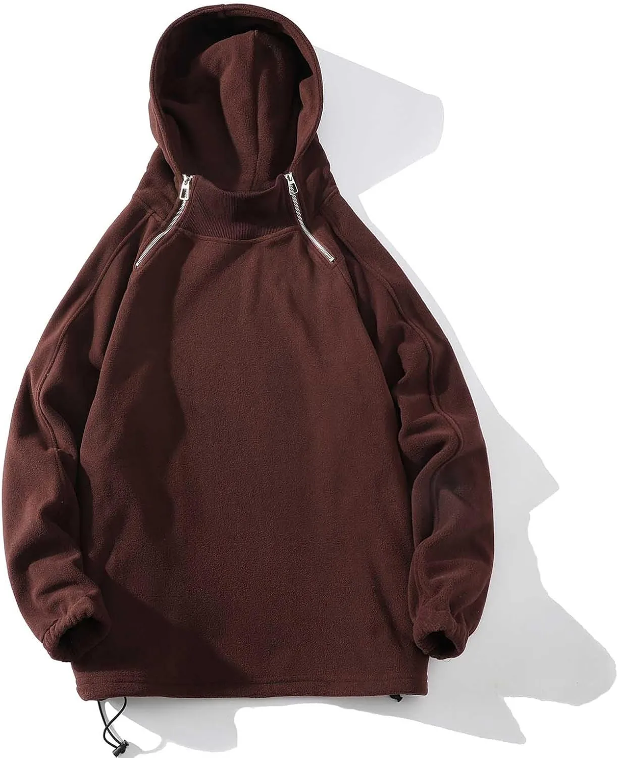 Mens Long Sleeve Shirt Straight Tube Loose Hooded Polar Wool Pullover Sweater Hip Hop Zipper Couple Fuzzy Hoodies