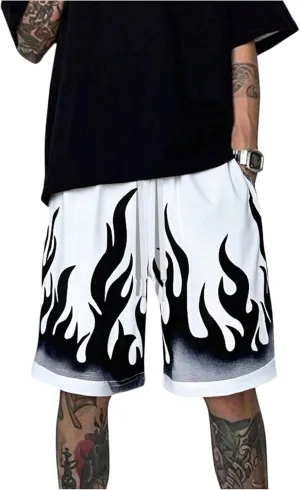 Men's Mesh Graphic Running Shorts Quick Dry Drawstring Drippy Workout Gym Bottoms