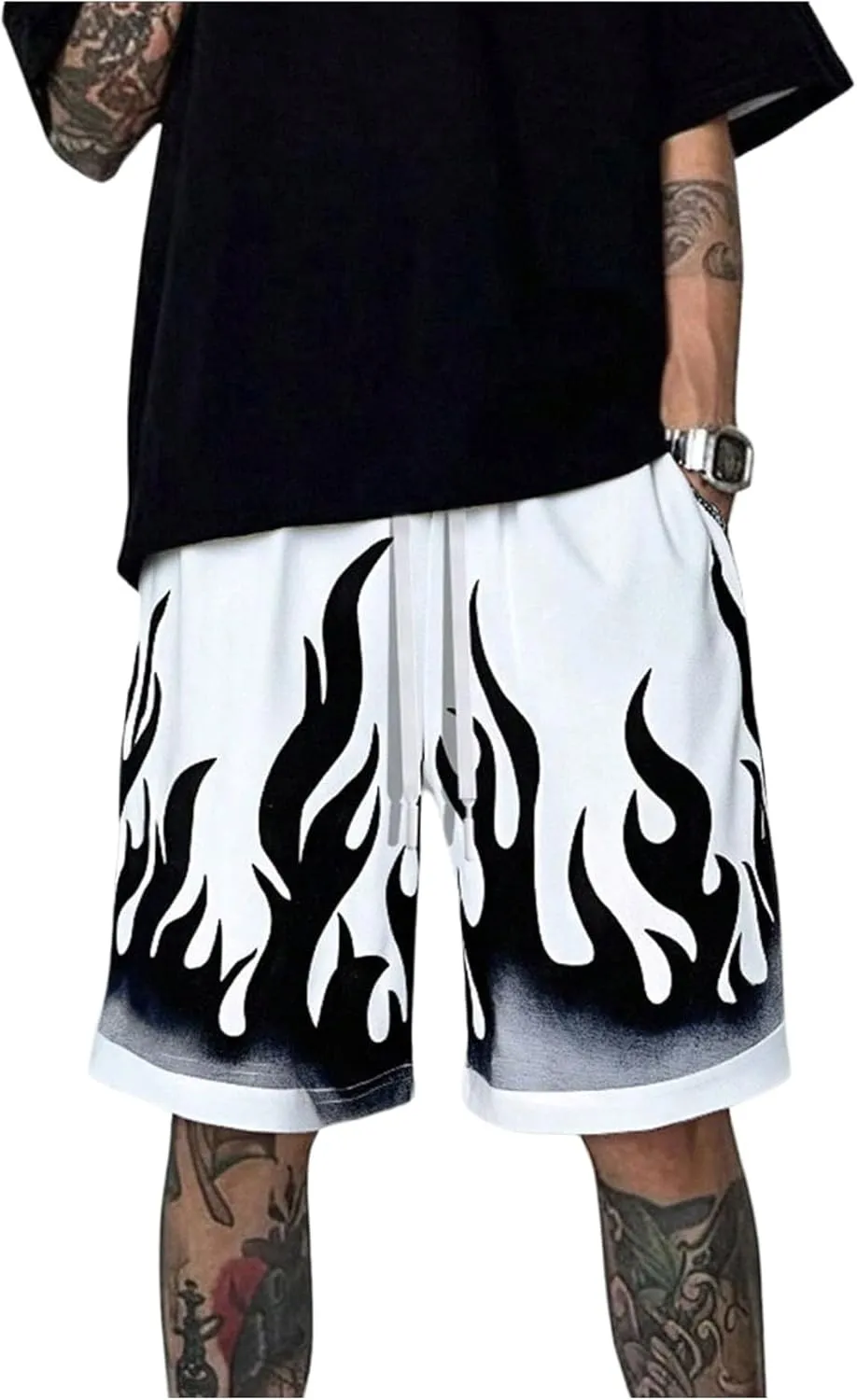 Men's Mesh Graphic Running Shorts Quick Dry Drawstring Drippy Workout Gym Bottoms