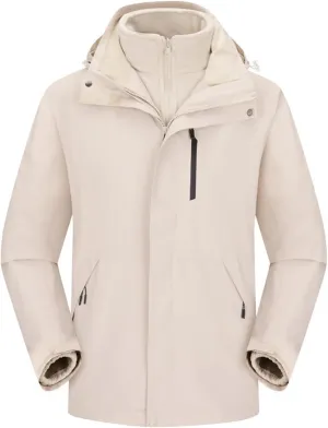 Men's Mountain Ski Jacket 3 in 1 Winter Warm Waterproof Jackets Outdoor Snow Windproof Detachable Hooded Raincoat
