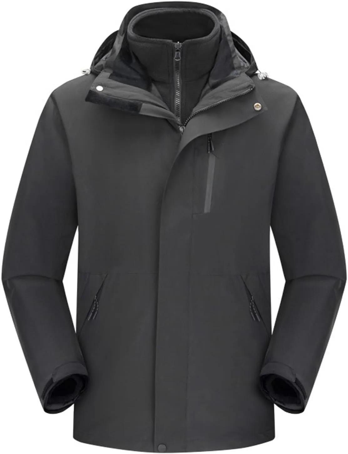 Men's Mountain Ski Jacket 3 in 1 Winter Warm Waterproof Jackets Outdoor Snow Windproof Detachable Hooded Raincoat