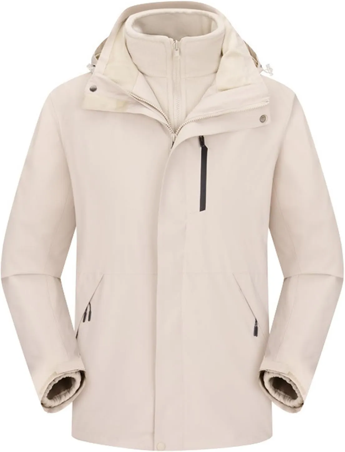 Men's Mountain Ski Jacket 3 in 1 Winter Warm Waterproof Jackets Outdoor Snow Windproof Detachable Hooded Raincoat