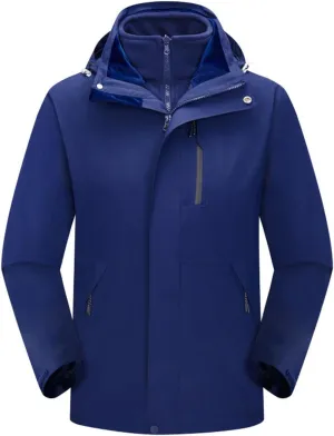 Men's Mountain Ski Jacket 3 in 1 Winter Warm Waterproof Jackets Outdoor Snow Windproof Detachable Hooded Raincoat