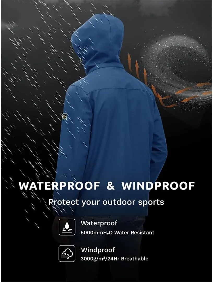 Men's Outdoor Breathable Waterproof Jackets Spring Lining Lightweight Hiking Camping Fishing Coats